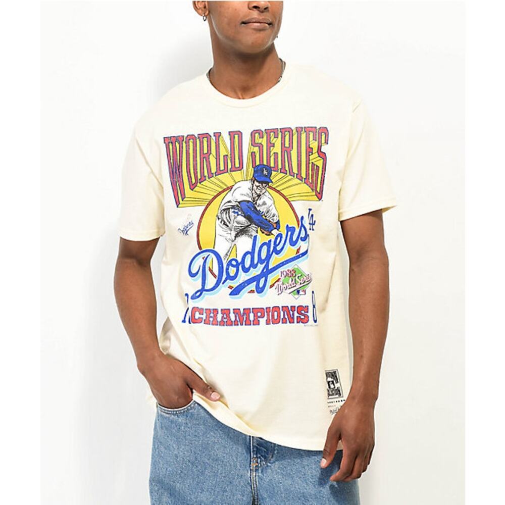 Mitchell & Ness T-Shirt Dodgers World Series Cream Size Medium